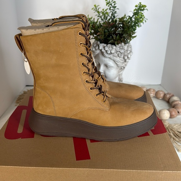 Fitflop F-MODE Nubuck Lace-Up Flatform Ankle Boots Size 7 Tan - Picture 11 of 11